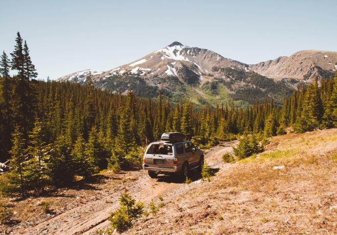 Toyota 4runner in the snow on a mountain